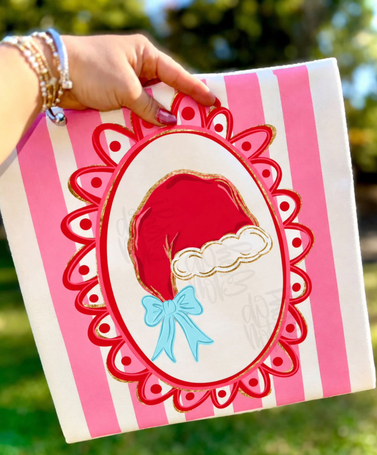 Santa Hat Striped Background - DTF Transfer
